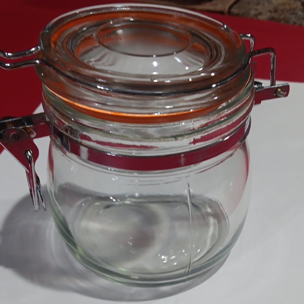 Glass Jar with Orange Seal